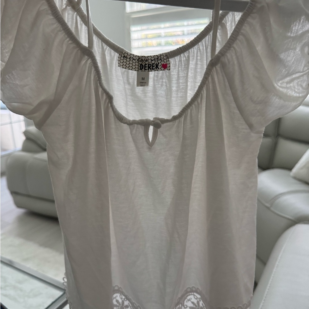 Derek Heart White Stretch Top